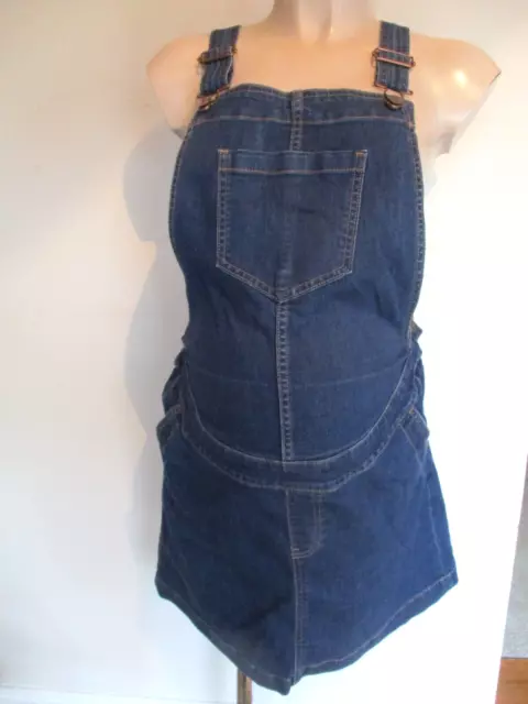 George Maternity Dark Blue Denim Pinafore Dungarees Dress Size 12