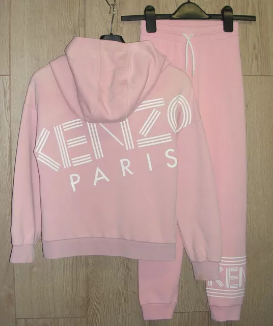 Kenzo Girls Pink Jersey Hooded Jogging Suit Outfit Age 10 140cm