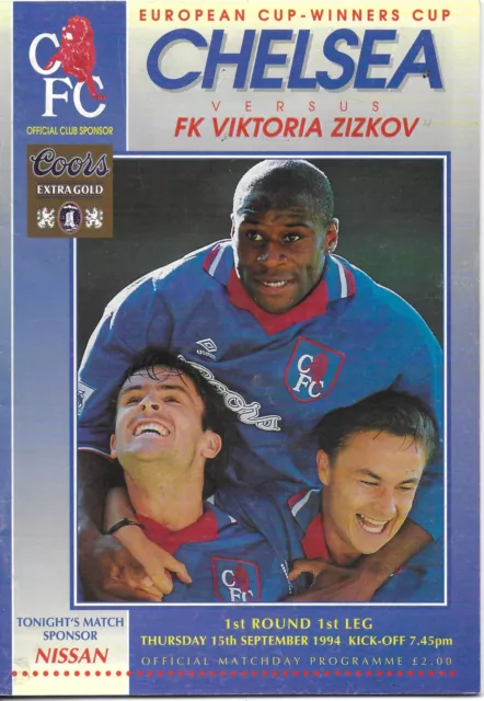 Chelsea V Fk Viktoria Zizkov 15 Sept 1994 European Cup Winners Cup Vgc