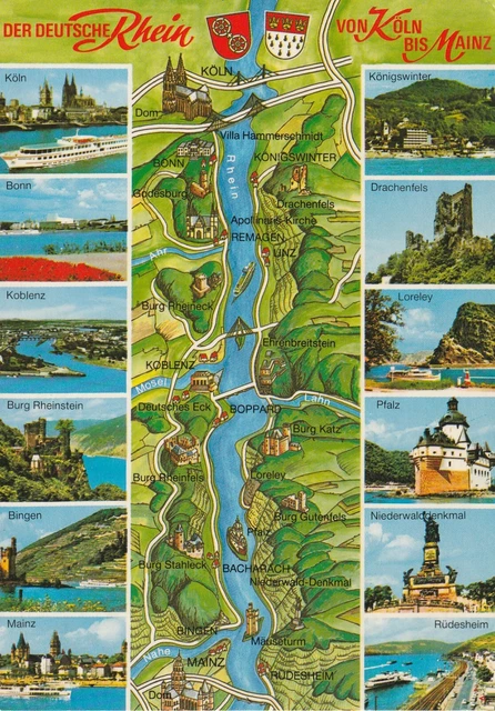 AK MAP, LANDKARTE, Umgebungskarte **DER RHEIN** 11 EUR 1,00 - PicClick DE
