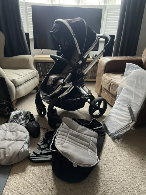 icandy Peach Chrome Beluga Travel System Pushchair And Carrycot With Accessories