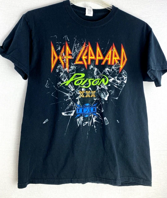 Def Leppard/Poison/Tesla/XXX - 2017 Black Tour Concert T-Shirt Men's L Black