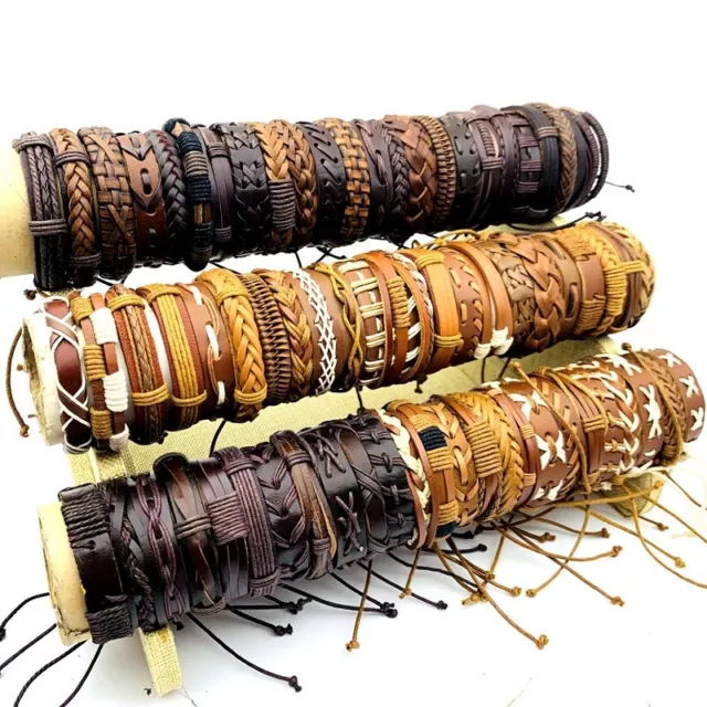 Großhandel 50stk. Manschette Armbänder Leder Modeschmuck für Männer Frauen