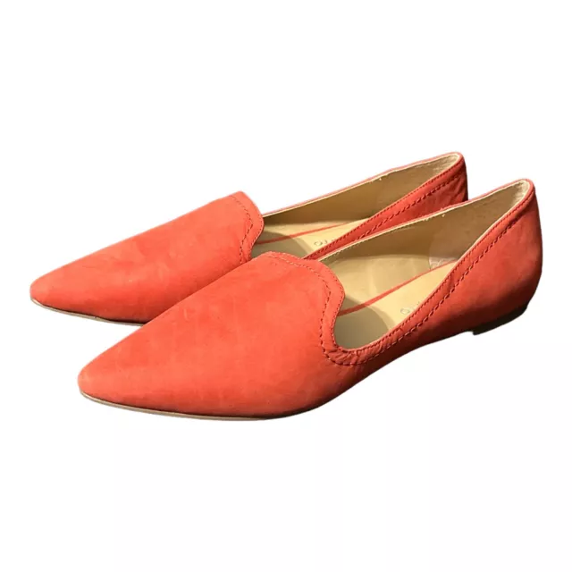 Franco Sarto Womens Orange Leather Pointed Toe Flats Shoes Size 7.5 M