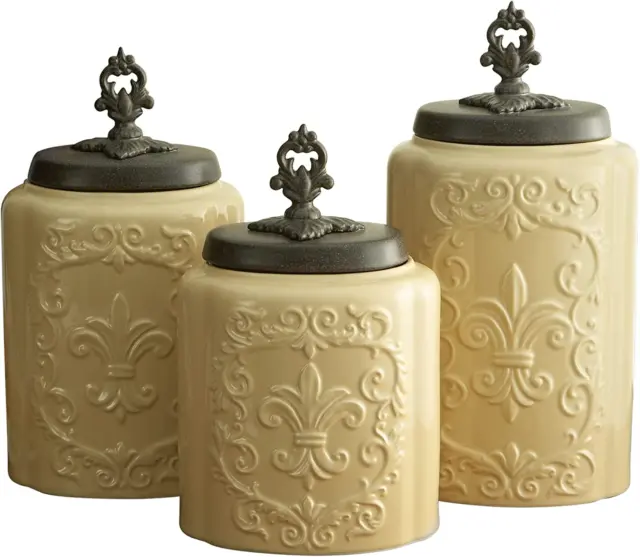 Antique Canisters (Set of 3), Cream