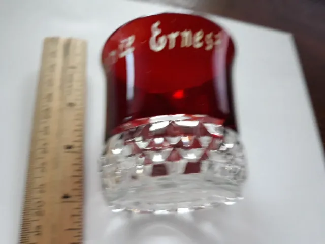 vintage historic Red Ruby clear EAPG glass CUP MUG Souvenir Florence Ernest