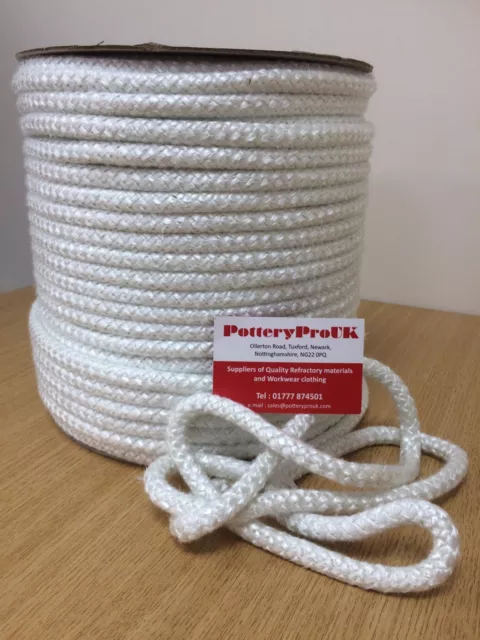 20mm STOVE ROPE WHITE QUALITY GLASS FIBRE HARD ROPE SEAL WOOD BURNER OVEN