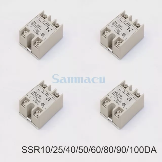 10/25/40/50/60/75/90/100A DC-AC Input 3-32VDC SSR Single-phase Solid State Relay 3