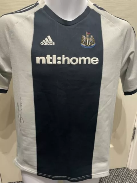 Signed Alan Shearer Newcastle Autograph 2002-03 Away Shirt Champions League