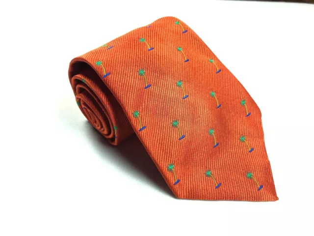Cravate en soie homme Robert Talbott James Clothier États-Unis 4,25 pouces x 58 pouces orange brûlé 2