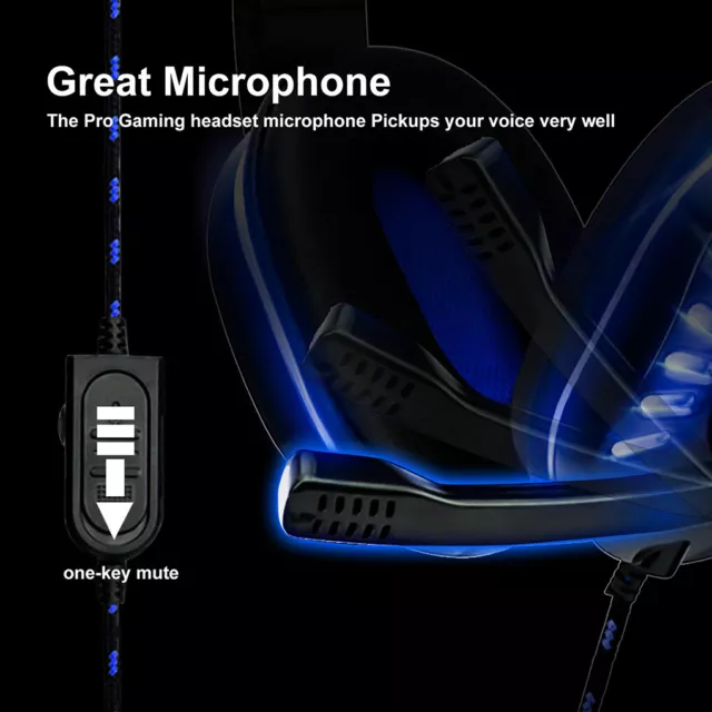 3.5mm Gaming Headset Mic LED Headphones Stereo Surround For PC ONE 2