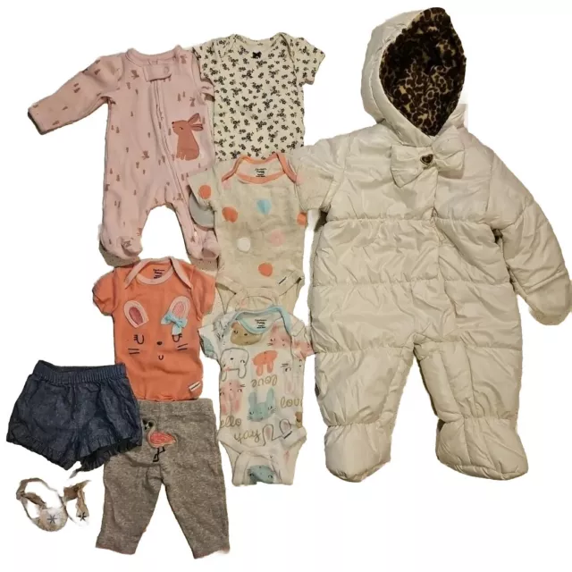 Preemie & Newborn Baby Girl Clothing Lot 10 Winter Coat Gerber Bodysuits Carters
