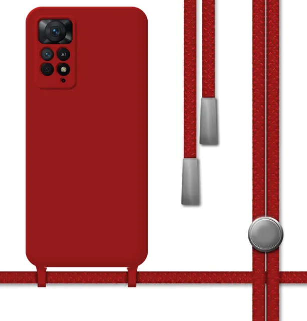 Funda Silicona Líquida con Cordón para Xiaomi Redmi Note 12 Pro 4G Color Roja