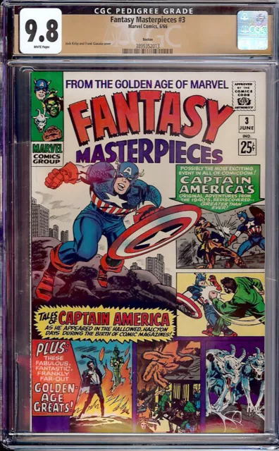 Fantasy Masterpieces #3 CGC 9.8 Marvel 1966 Boston Pedigree! White Pages! M8 cm