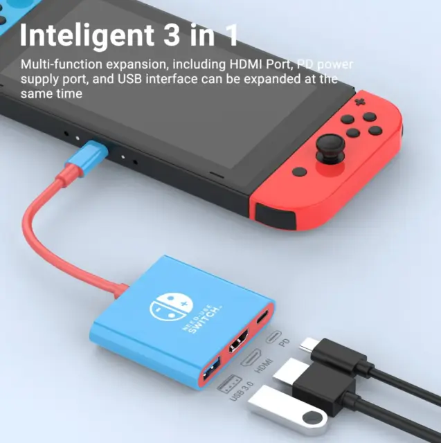 Portable Nintendo Switch Docking Station TYPE-C Hub with HDMI and USB 3.0 Gaming 2