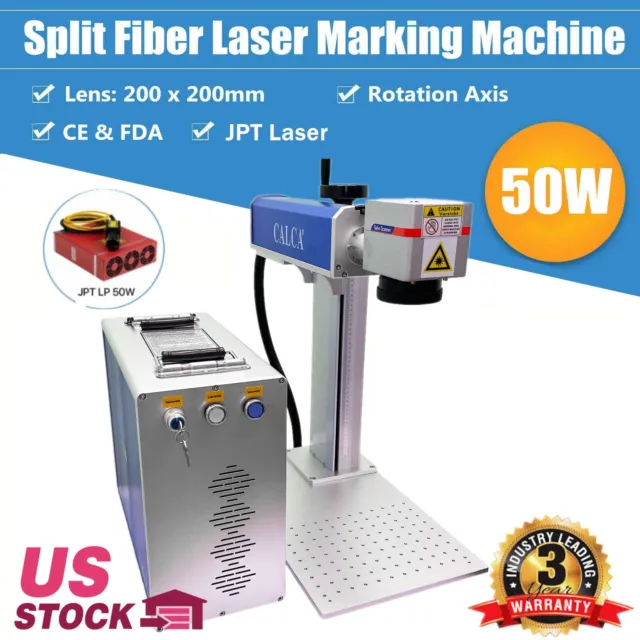 Rotation Axis 50W JPT Fiber Laser Marking Machine 200*200mm Engraver EzCad