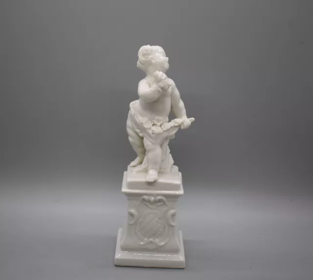 Nymphenburg Bustelli Blanc de Chine Four Seasons Spring Cherub Pedestal Figurine