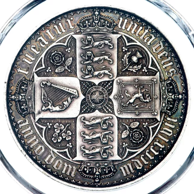 Scarce 1847 Victoria Great Britain Silver Proof Gothic Crown PCGS PR55 3