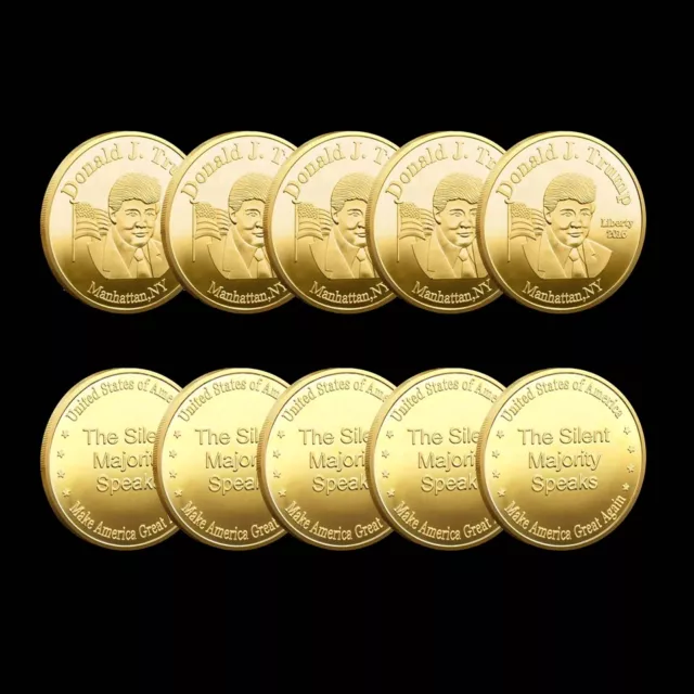 5pc Trump Majority Speaks Make American Great Again Gold Plated Collectible Coin