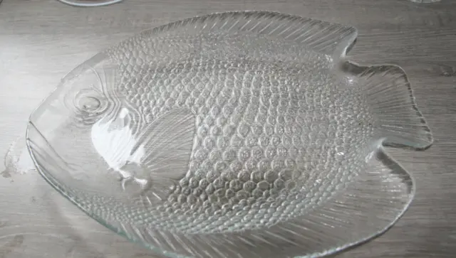 Large Clear Glass Fish Shaped Serving Dish
