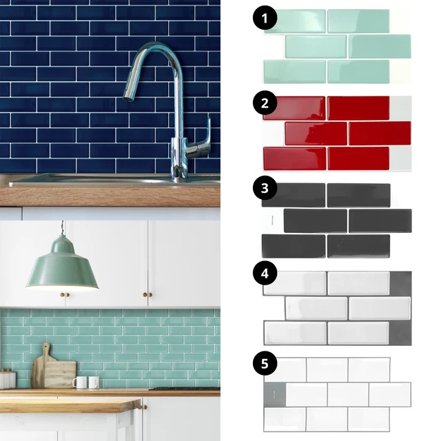 3D Peel And Stick Tile Stickers Kitchen Wall Tile Bathroom Mosaic Self  Adhesive £5.95 - Picclick Uk
