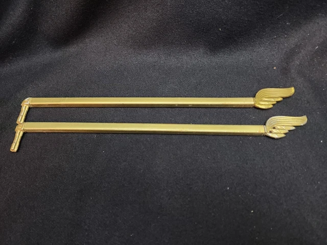 Antique Vintage Lot of 2 Swing Arm CURTAIN Rods- Shabby Gold Wings Plastic Metal 6