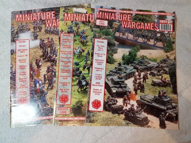 3x Miniature Wargames Magazine #158 July #159 August #160 September 1996