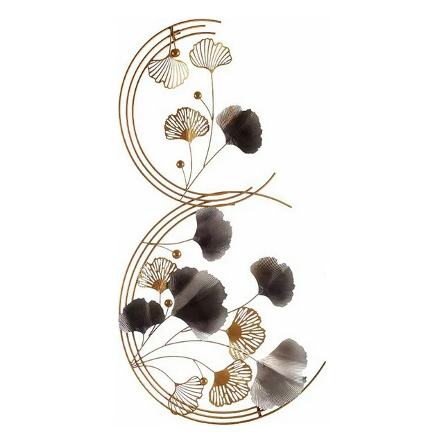 Decoración Colgante Flores Mural Azul Dorado Metal Cobre [80 x 151 x 5,5 cm]