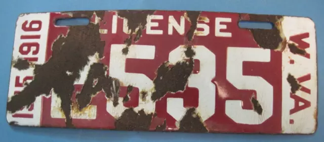 1915 1916 West Virginia License Plate porcelain no touch ups all original