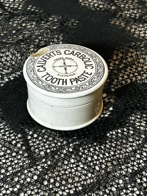 Antique Victorian Transfer Printed Calvert’s Carbolic Toothpaste Pot and Lid