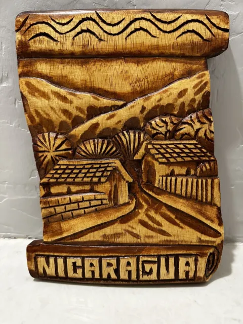 Vintage Hand Carved Wooden Wall Art Nicaragua