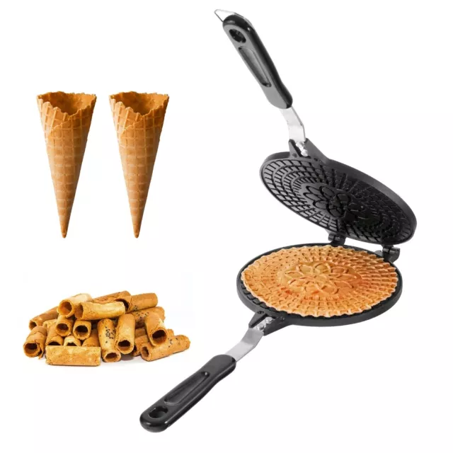 Waffle Cone Maker Nonstick Easy To Clean Crepe Pan Egg Roll Iron Baking Mold DIY