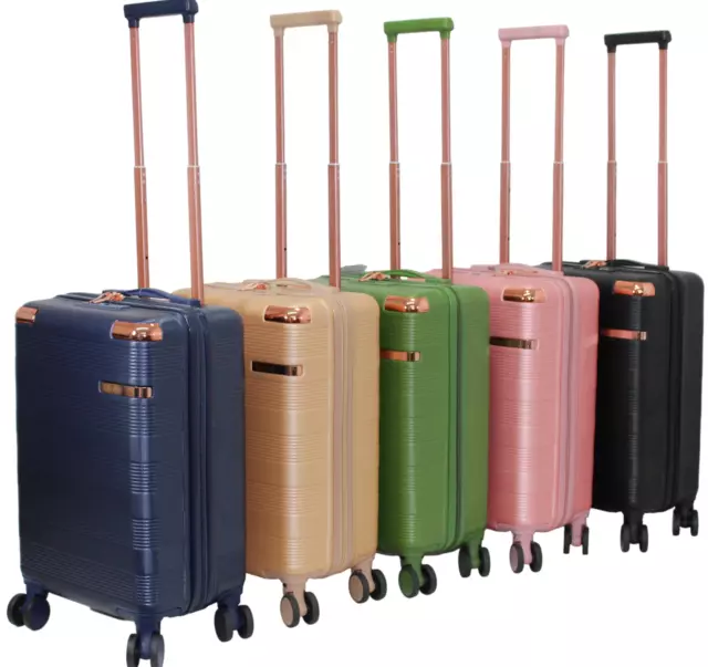 HARD SHELL 55CM Cabin Trolley Bag Carry On 4Wheel Hand Luggage Suitcase ...