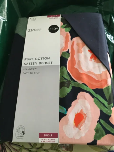 Marks & Spencer Two Single Duvet Cover Sets Expressive Floral Teal Mix Brand New