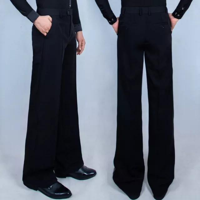 Men Ballroom Dance Pants Practice Trousers Latin Salsa Modern Stretch Black