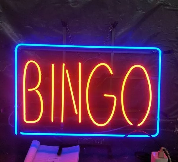Bingo Neon Sign Light Home Room Man Cave Wall Hanging Nightlight Artwork 17"x14"