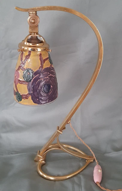 Sublime lampe art nouveau bronze doré tulipe Loïs LUCHA