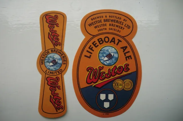 Mint Westoe South Shields Lifeboat Ale & Neck Strap Brewery Beer Bottle Label