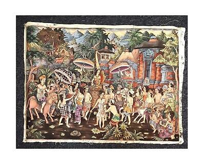 Large Balinese Painting of Village Life 3