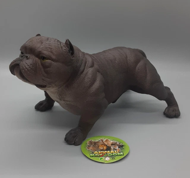 NAKIMO Realistic Dog Figurine American Bully Dog Figure Plastic Sculpture 7.9"