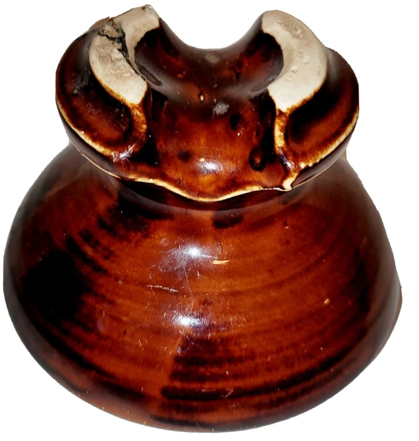 Vtg LOCKE 6510 Brown Drip Glaze Large High Voltage Ceramic Insulator