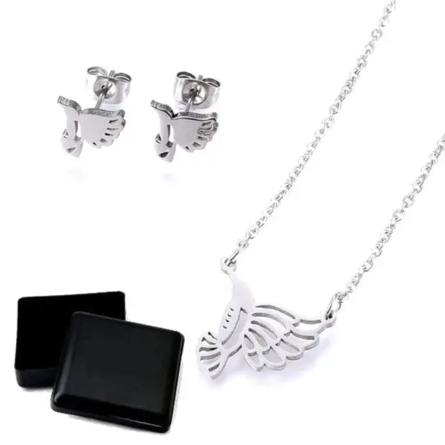 Coffret cadeau pour femme - Ensemble collier et boucles d'oreilles oiseau libert