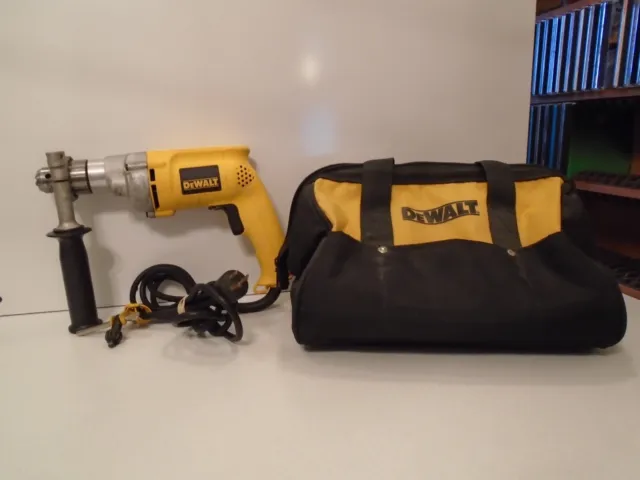 DEWALT DW235G 1/2" Variable Speed Corded Drill W Chuck-Handle-Carry Bag Combo