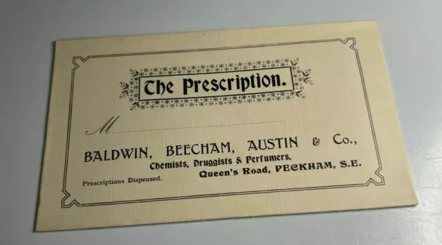Antique Prescription Envelope Salesman's Sample  Austin & Co Chemist Peckham