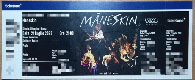 Biglietto concerto Maneskin Stadio Olimpico Roma 21/07/2023 (SETTORE PRATO)
