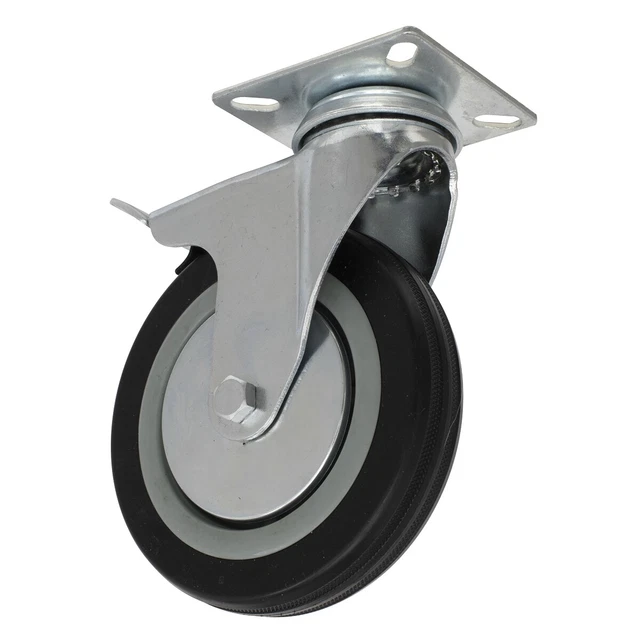 Sealey SCW1125SPL Roulette Roue Pivot Plaque avec Frein Ø125mm