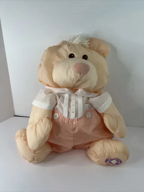 Vintage 1986 Fisher Price Puffalump Bear Cub 8006 Peach Plush Stuffed Romper