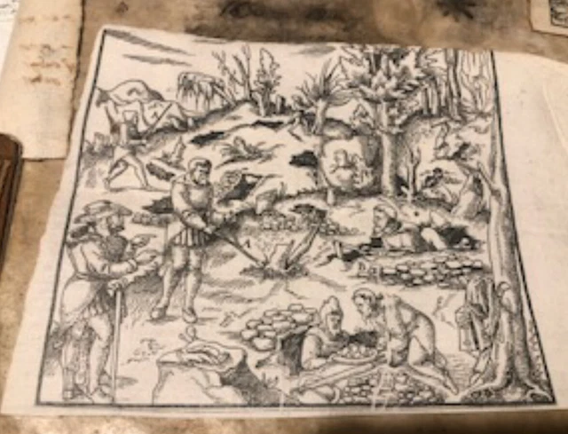 ANTICA INCISIONE STAMPA Geologie Rabdomanzia Geologia Magia Epoca 1600 