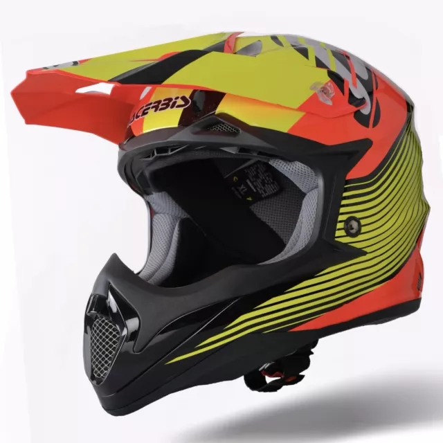 Casco Moto cross ACERBIS  IMPACT Arancio/Giallo. Tg XL Senza Scatola  Nuovo