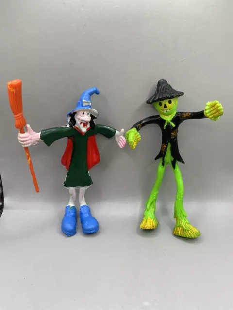 Vintage Halloween Scarecrow Witch Bendy Bendable Figure Toy Rubber Yellow *Read*